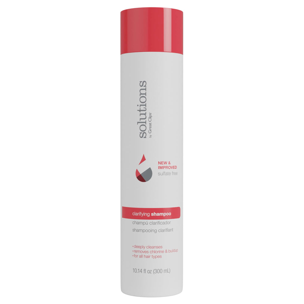 GREAT CLIPS front bottle showing clarifying shampoo benefits