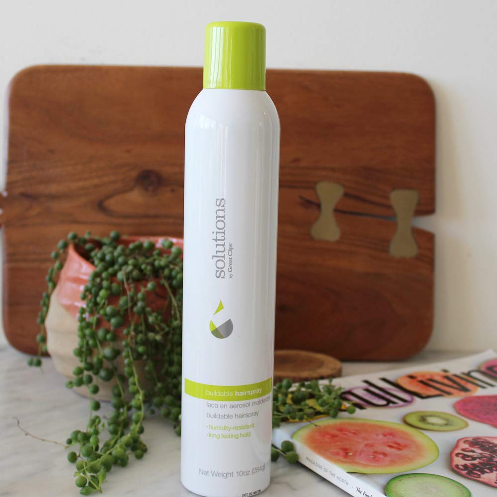 GREAT CLIPS fine mist spray close-up for even, buildable hold