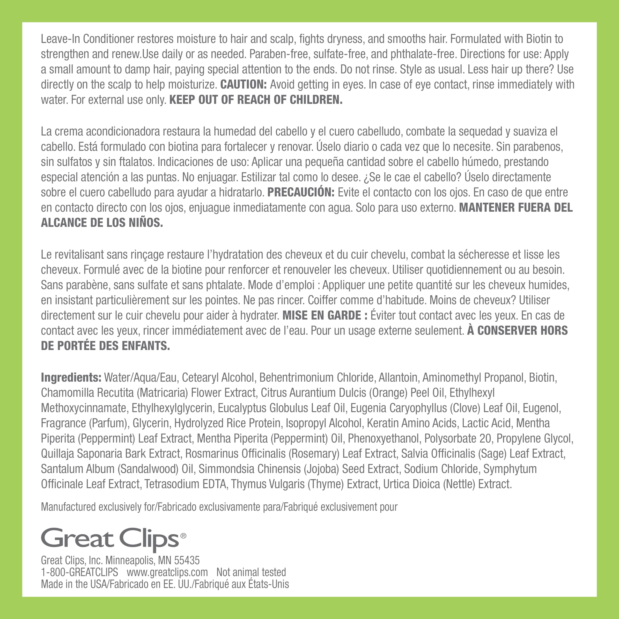 GREAT CLIPS 12oz bottle beside common items showing true size