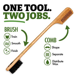 Green Beard Grmng close-up boar bristles smoothing hair naturally