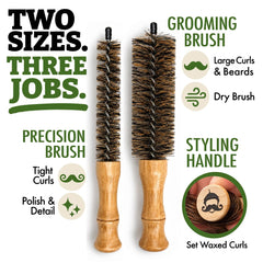 Green Beard Grmng close-up of shortened bamboo handle offering comfortable grip and improved visibility
