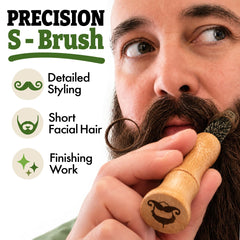Green Beard Grmng wide and narrow round brushes displayed to highlight precision and coverage options