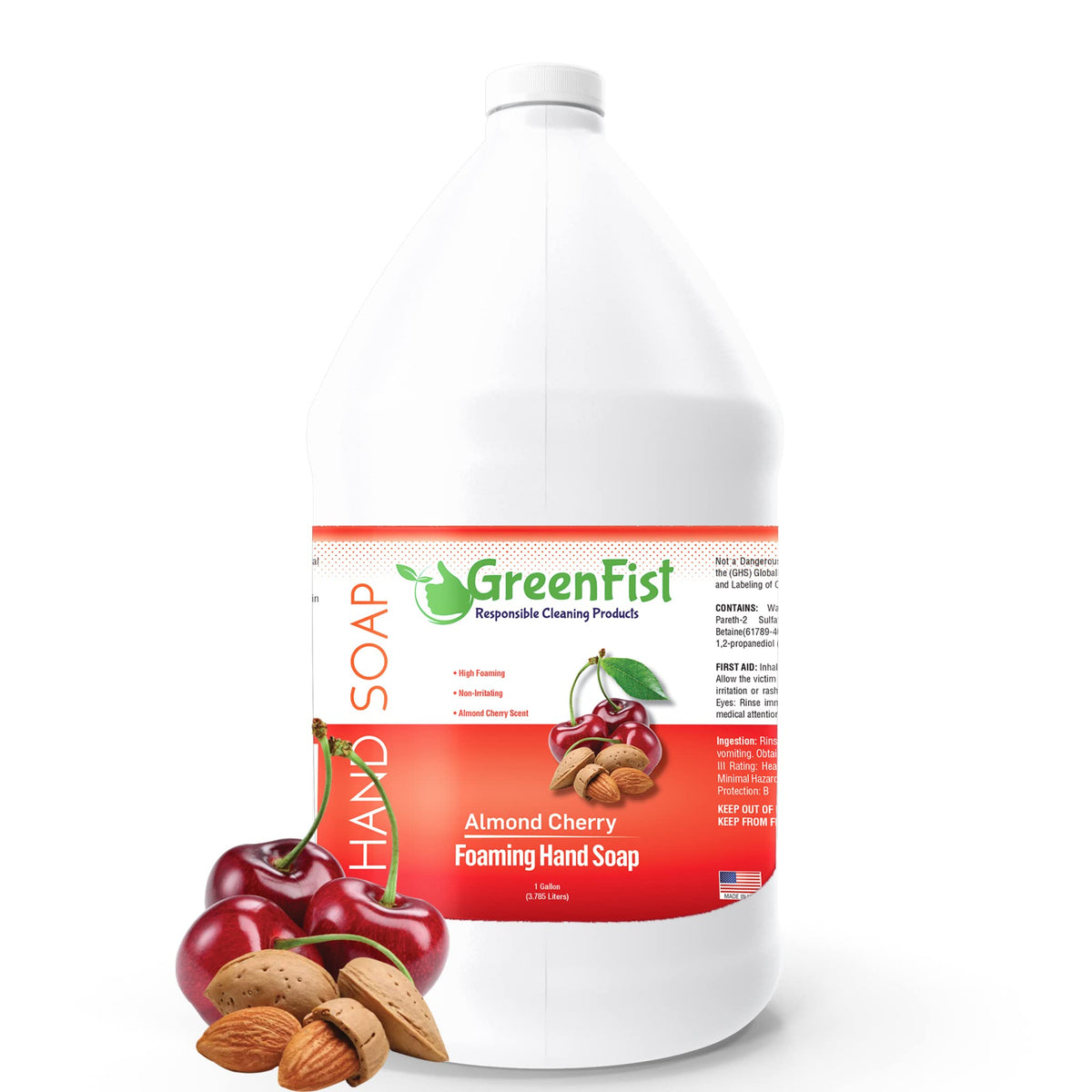 GreenFist front jug showing label and gallon size, highlights value