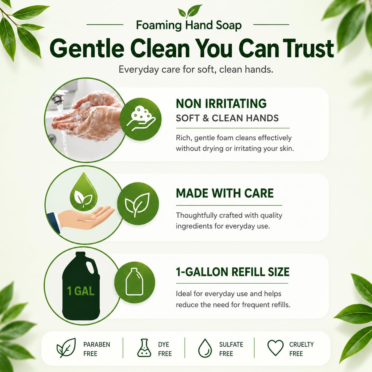 Close-up of GreenFist ingredients label showing mild surfactants and moisturizers