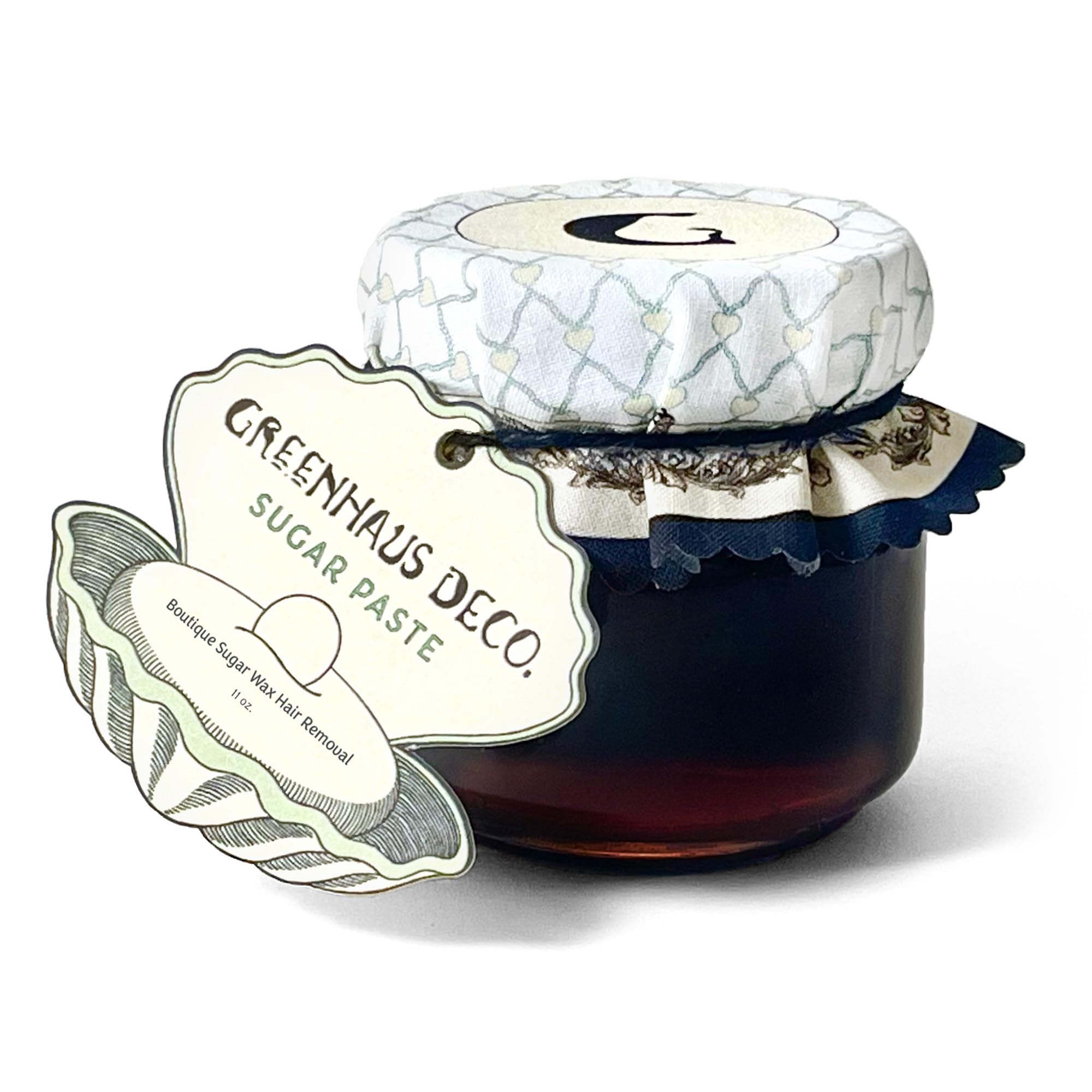 Greenhaus Deco front jar showing label and glass packaging for easy reuse