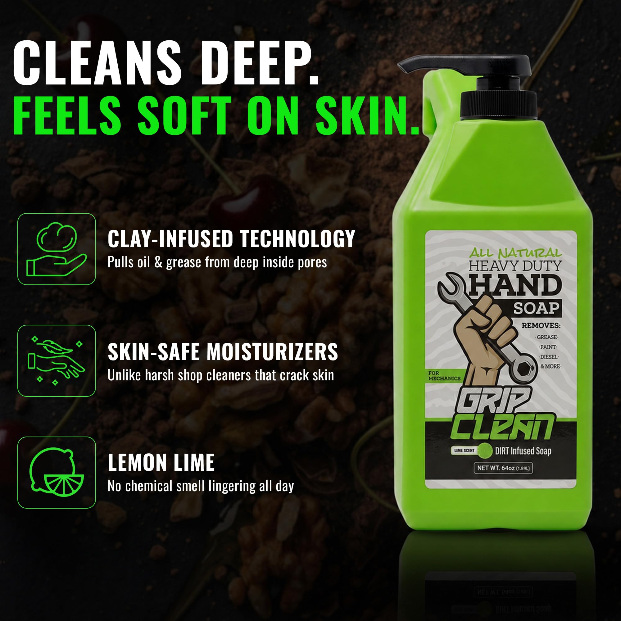 Grip Clean pumice texture closeup showing abrasive particles for grime removal
