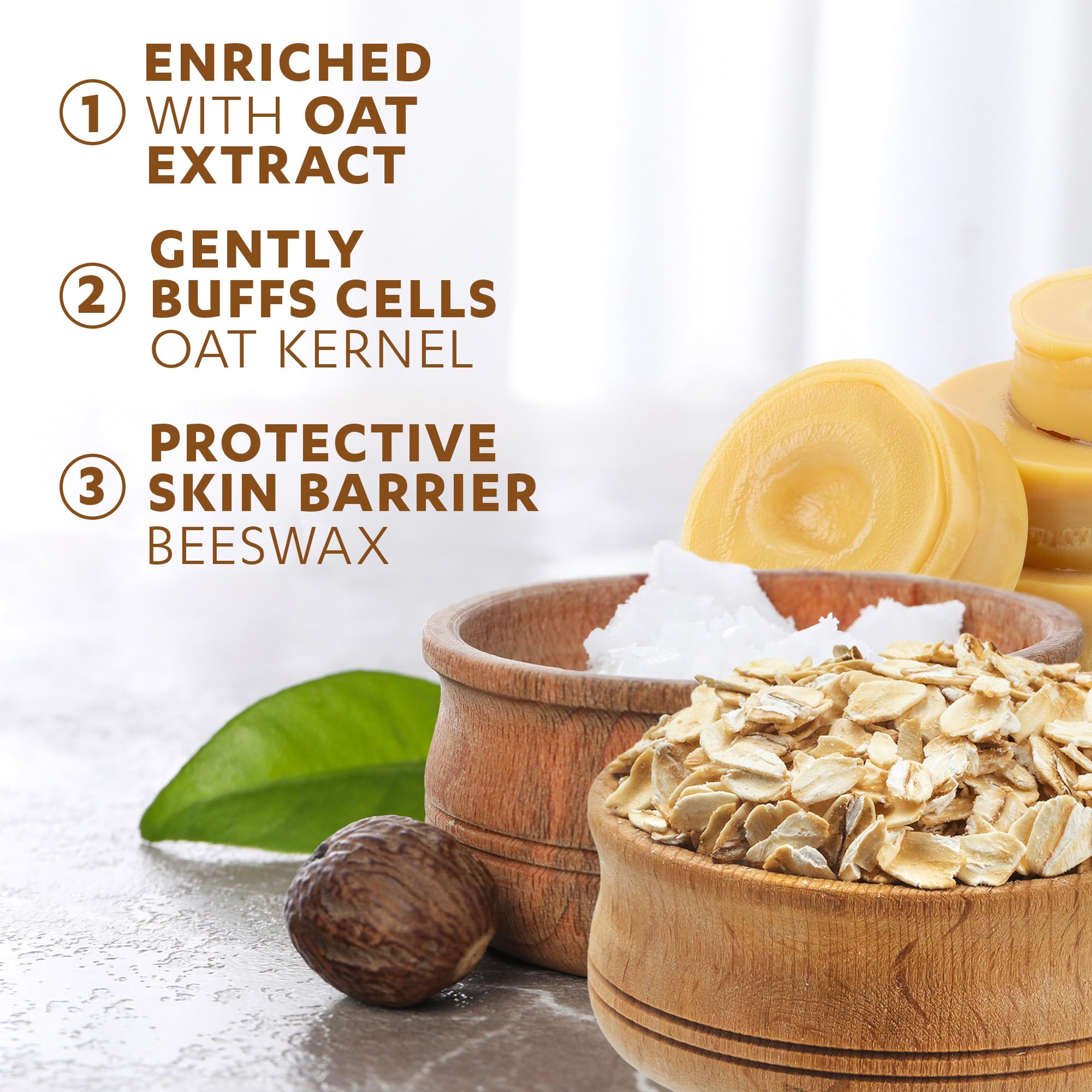 Grisi label close-up listing ingredients and oatmeal benefit for transparency