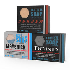 Grondyke Soap Company front packaging showcasing three tactical soap bars and branding confidence