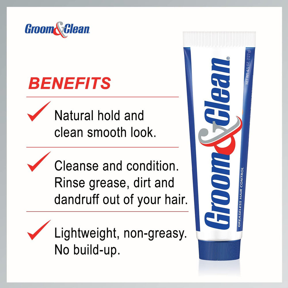 Groom & Clean tube next to ruler illustrating compact 4.50 oz travel-friendly size