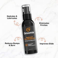 Groomie applying oil to scalp demonstrating protective lubrication