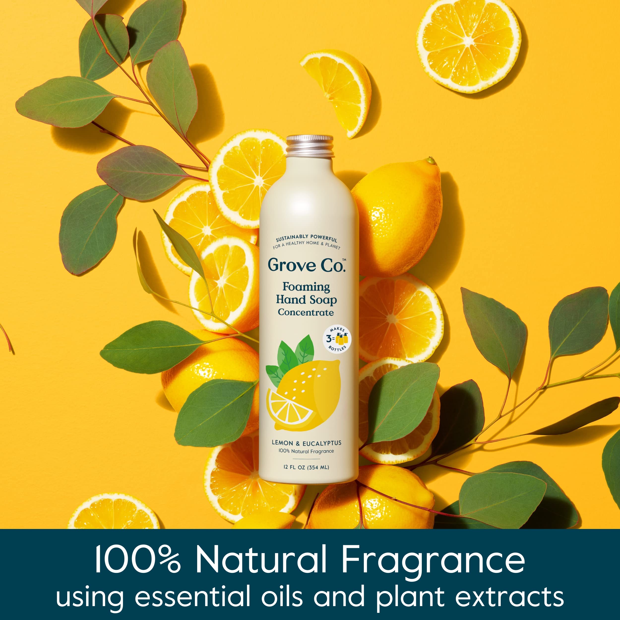 Grove Co. aluminum bottle detail highlighting recyclable packaging advantage
