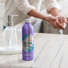 Grove Co. gel texture on a pump demonstrating creamy lather and gentle cleansing