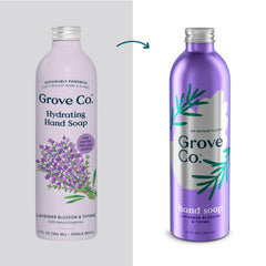 Grove Co. aluminum refill pouch close-up highlighting recyclable packaging and convenience