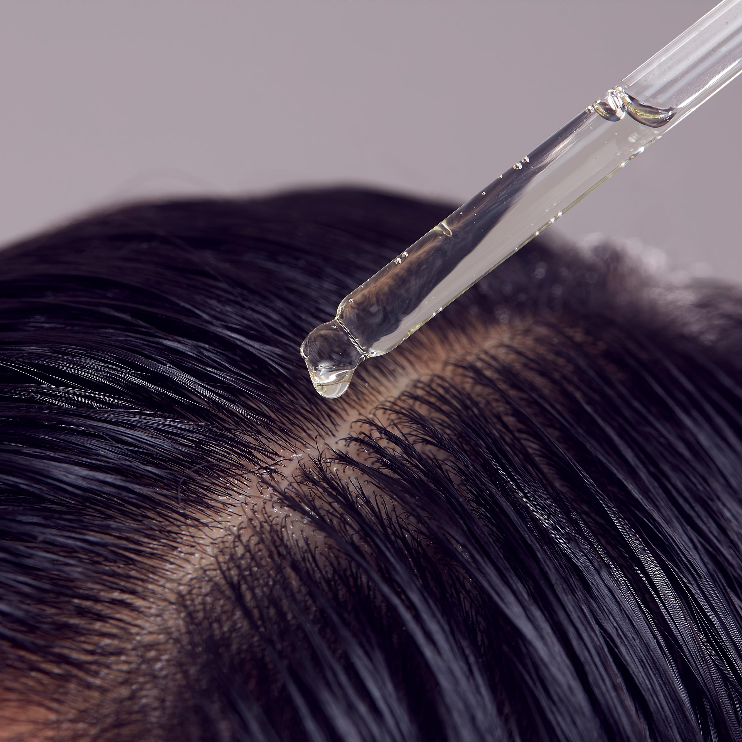 Grow Gorgeous before and after comparison illustrating improved hair density
