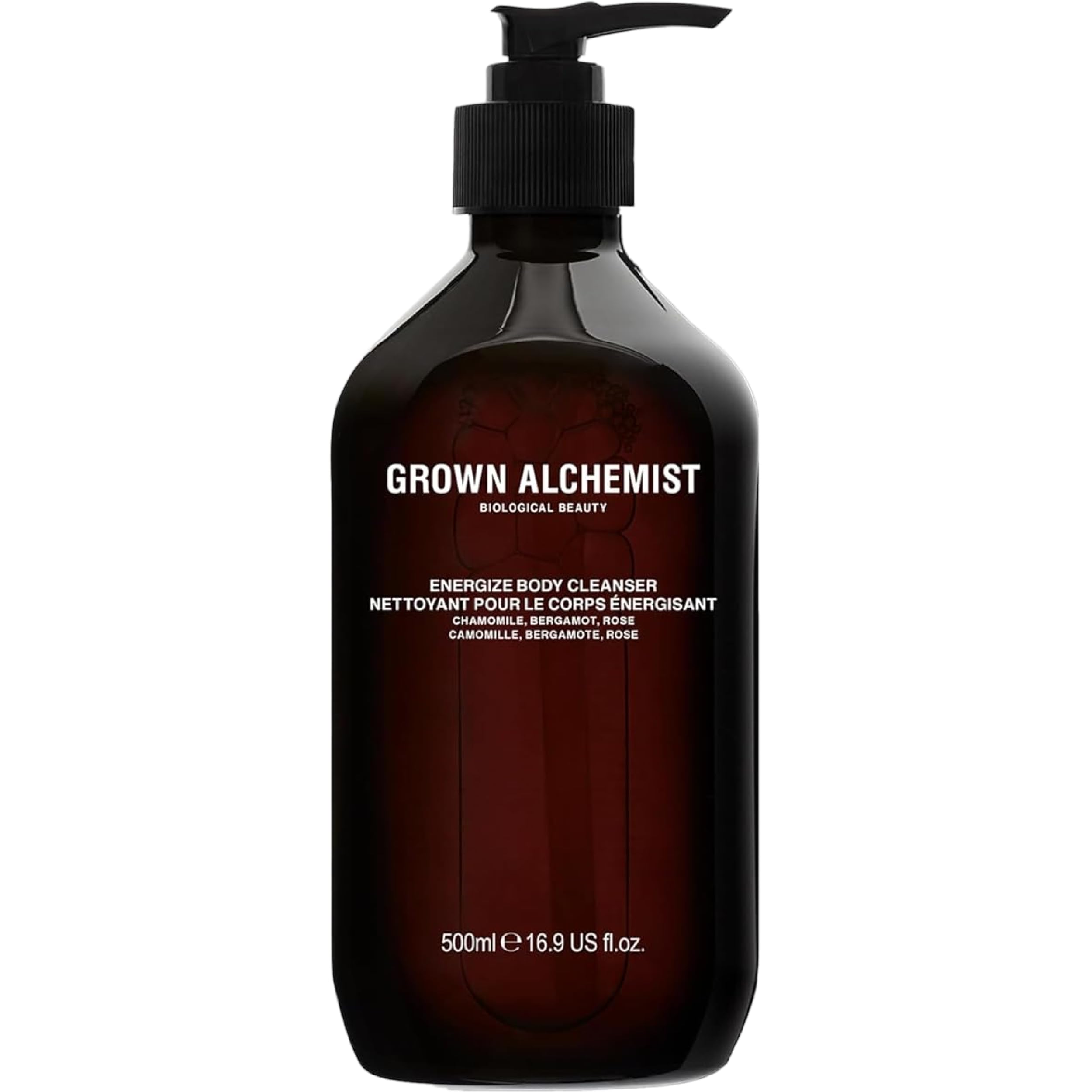 Grown Alchemist front packaging showing 500 ml bottle and clear branding benefit: recognizable premium cleanser