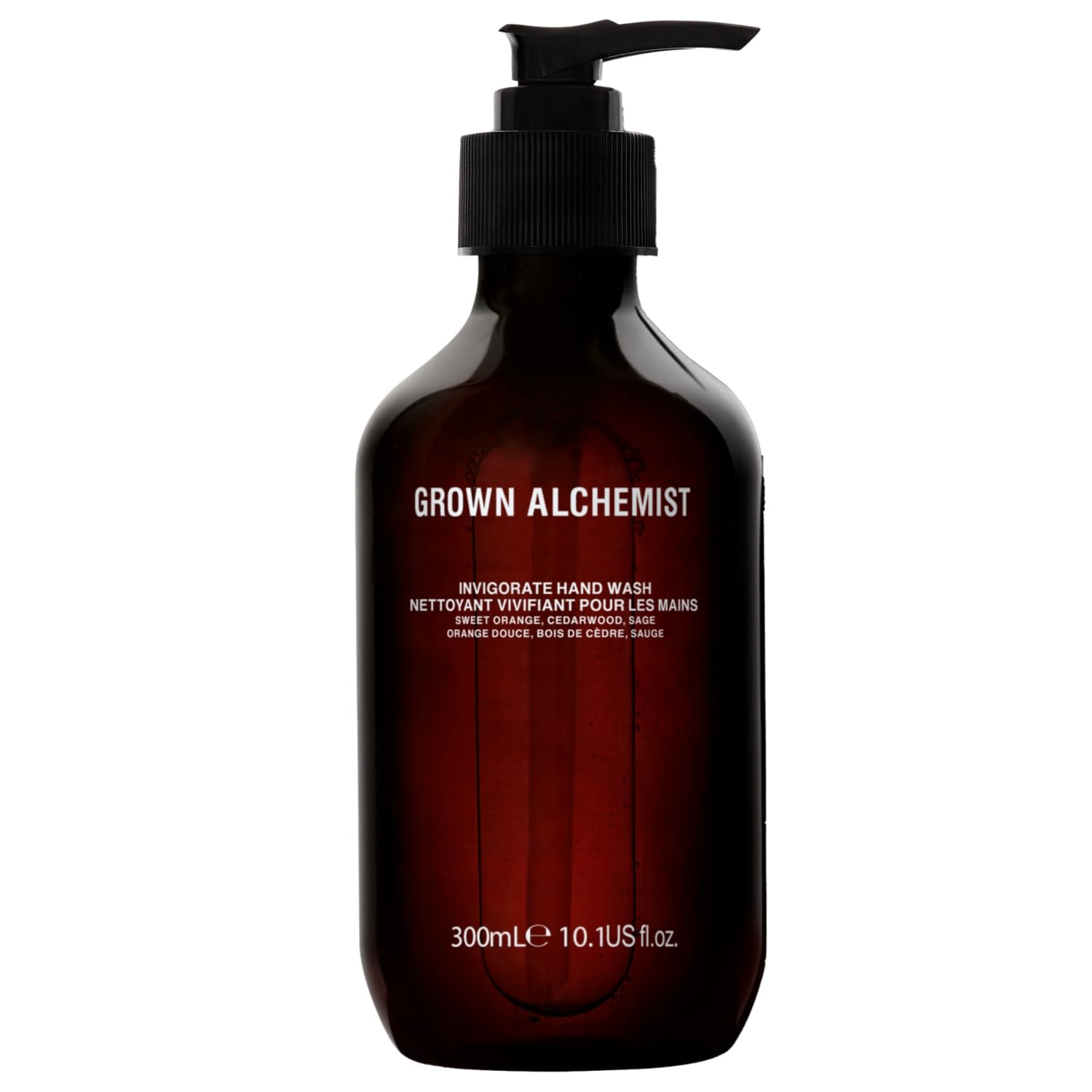 Grown Alchemist front packaging showing elegant bottle and pump for refined countertop presence