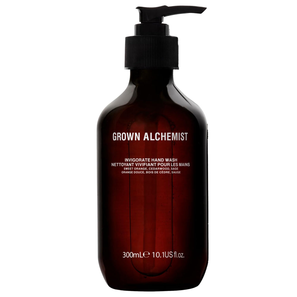 Grown Alchemist front packaging showing elegant bottle and pump for refined countertop presence