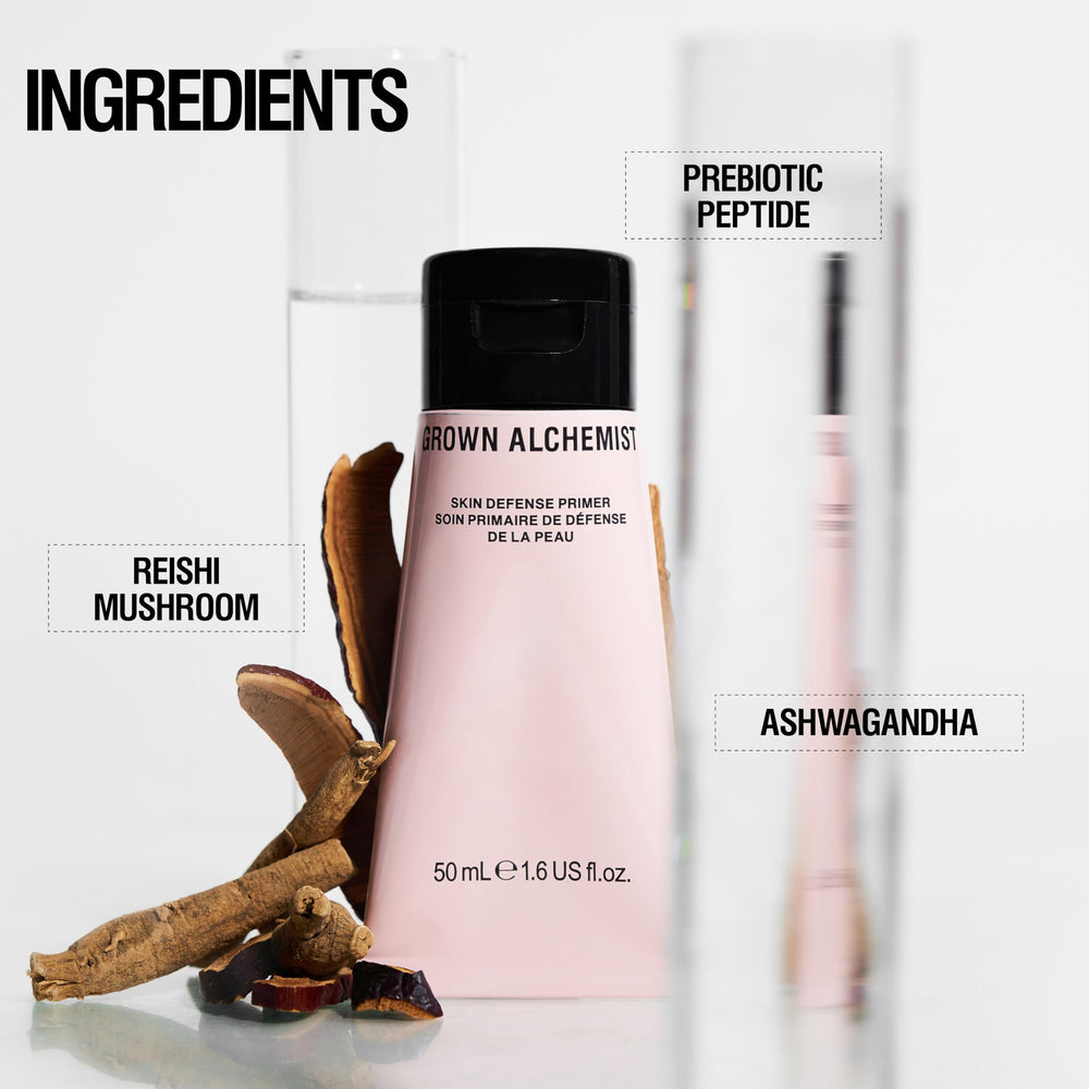 Grown Alchemist primer next to ruler showing 1.6 ounce scale for size reference