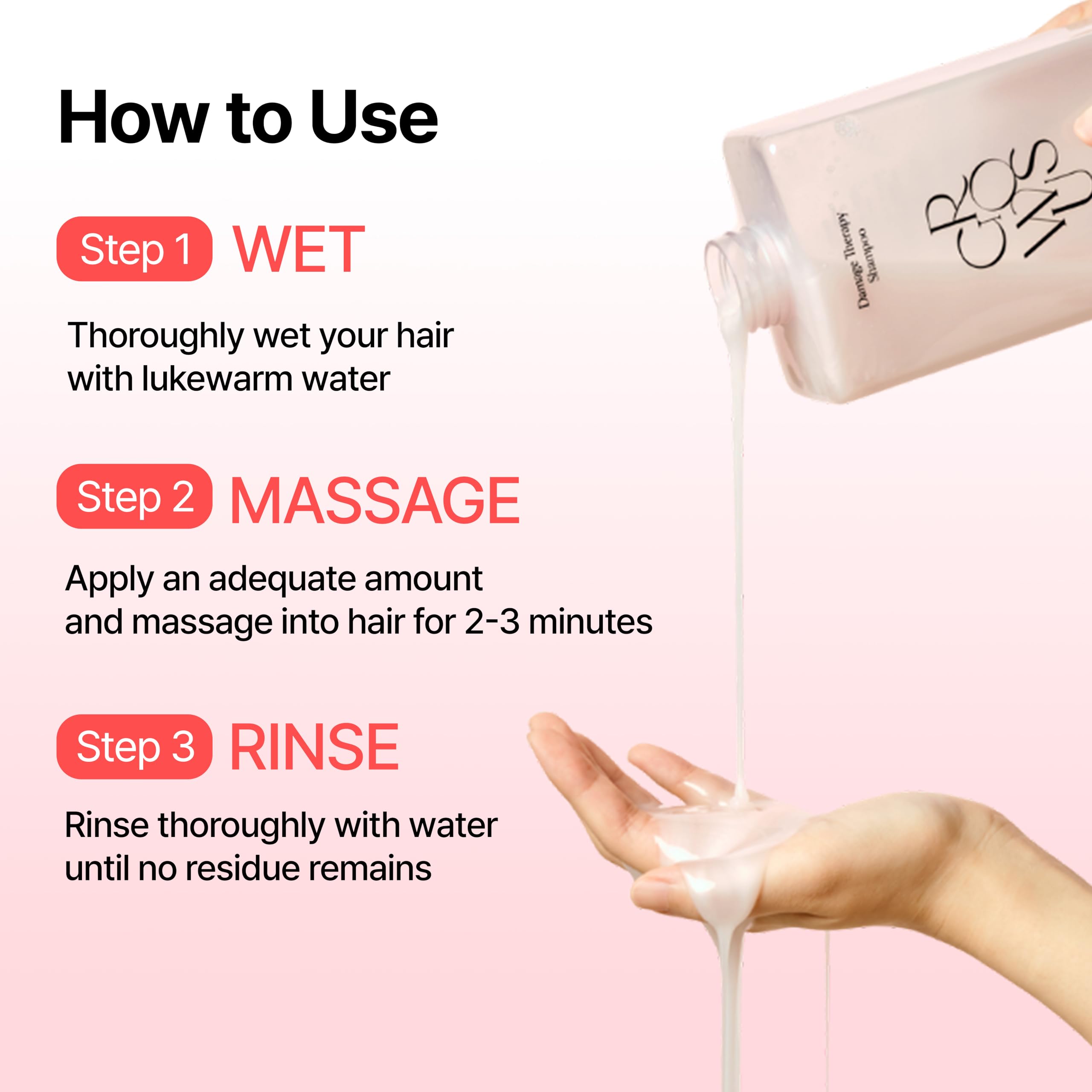 GROWUS shampoo lather on wet hair illustrating gentle cleansing benefit