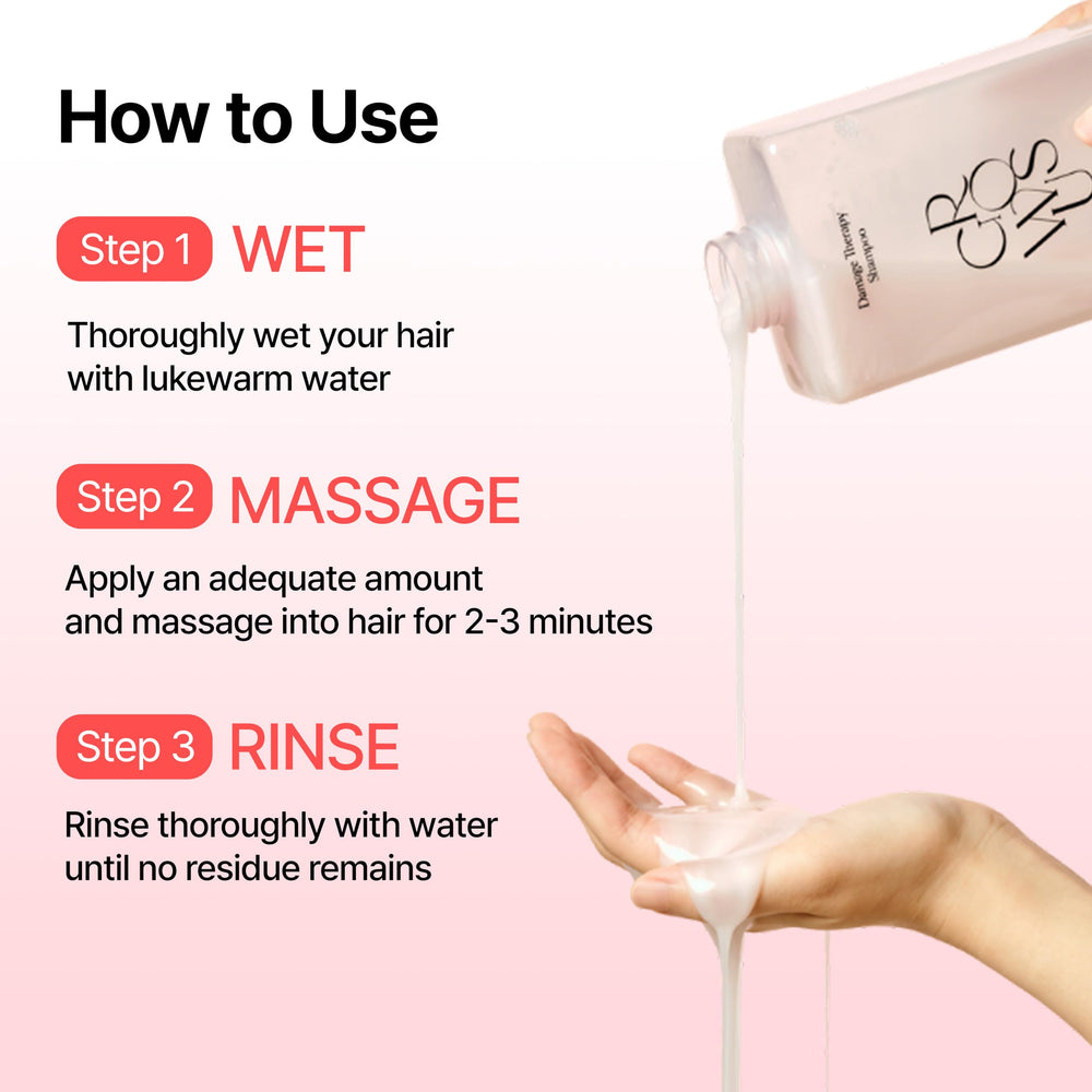 GROWUS shampoo lather on wet hair illustrating gentle cleansing benefit