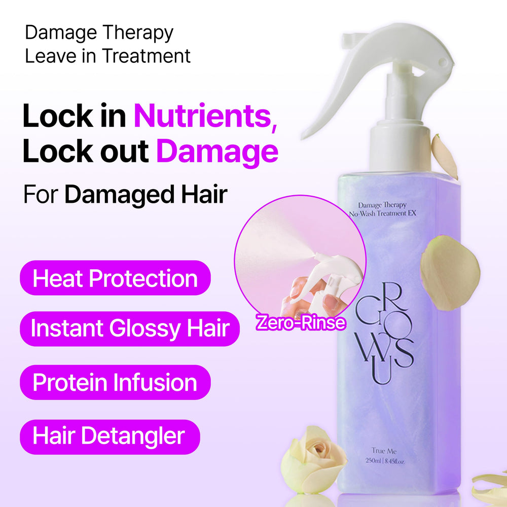 GROWUS spray mist on hair demonstrating even application and detangling benefit