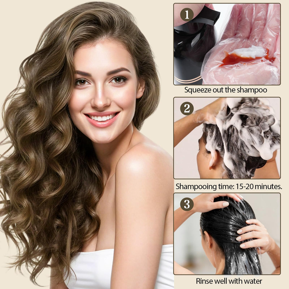 GRYFOX product applied to wet hair, illustrating simple at-home coloring routine