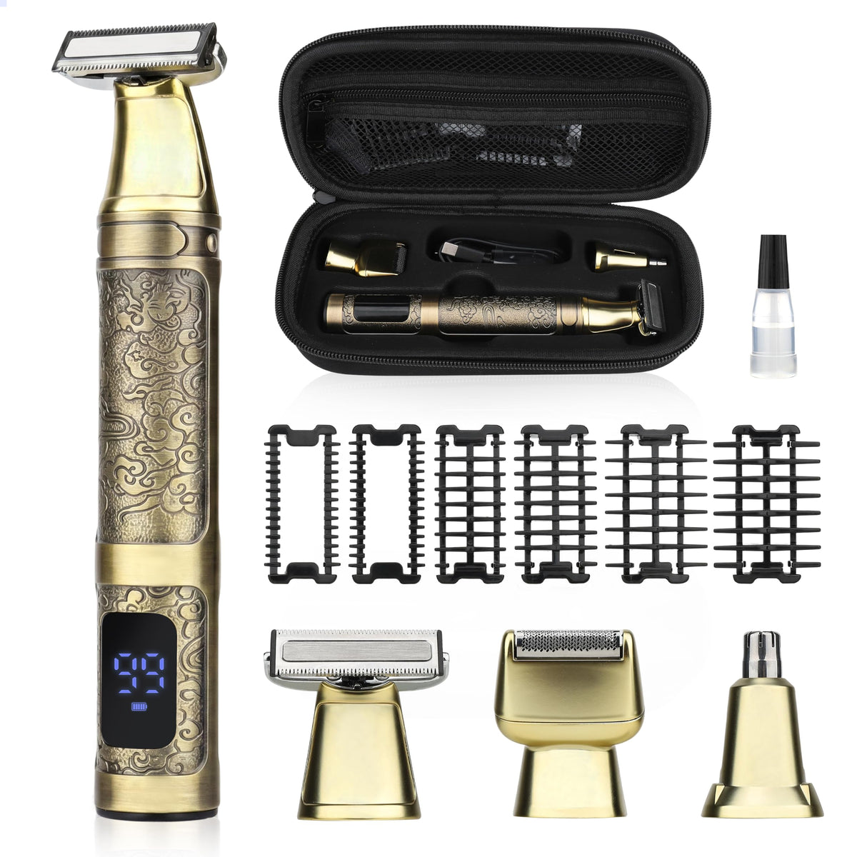 GSKY front view of trimmer showing whole kit and premium finish for stylish grooming