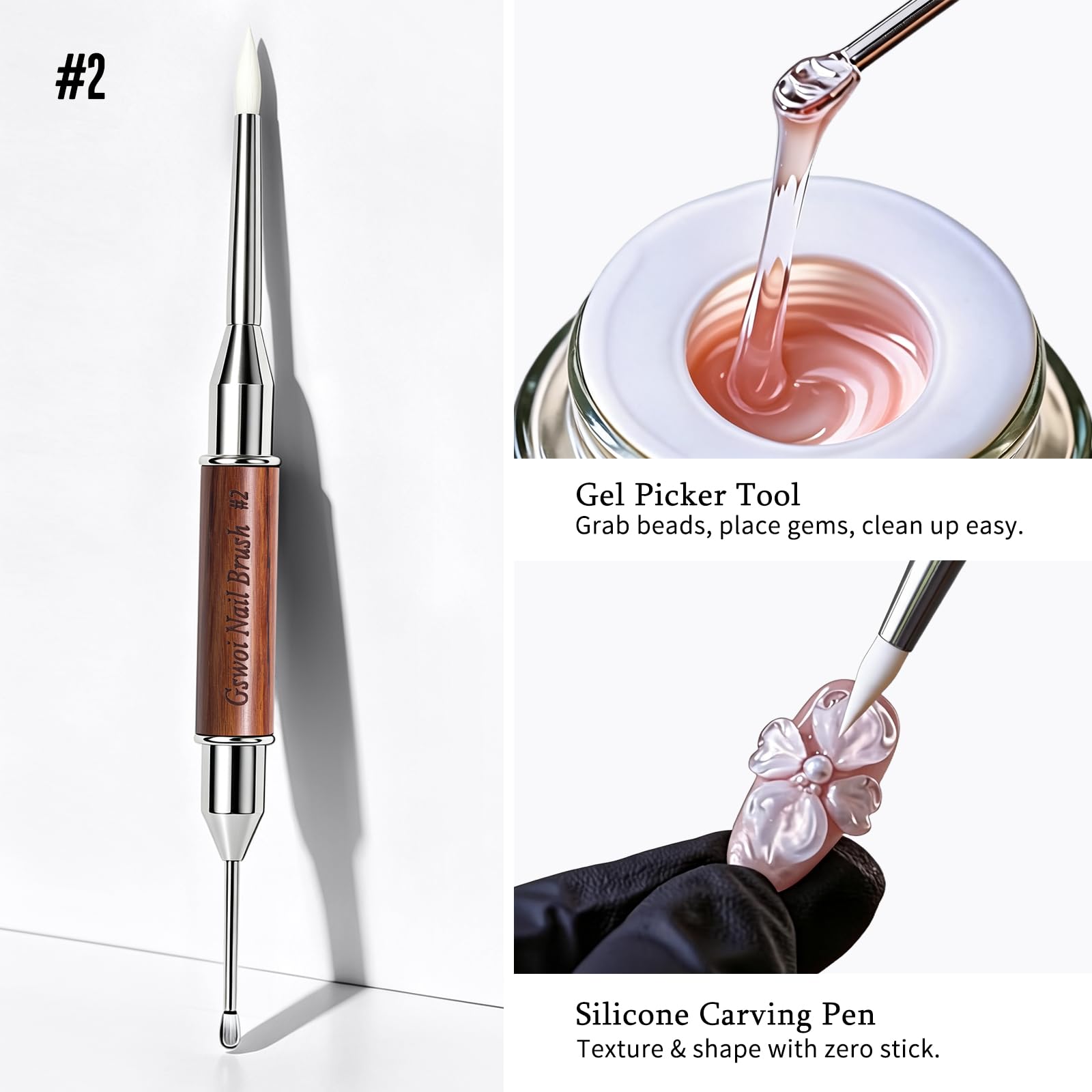 GSWOI 12mm and 6mm liner brushes detail for accurate fine lines