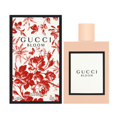 Gucci Bloom bottle front showing brand and elegant packaging benefit: attractive gift display
