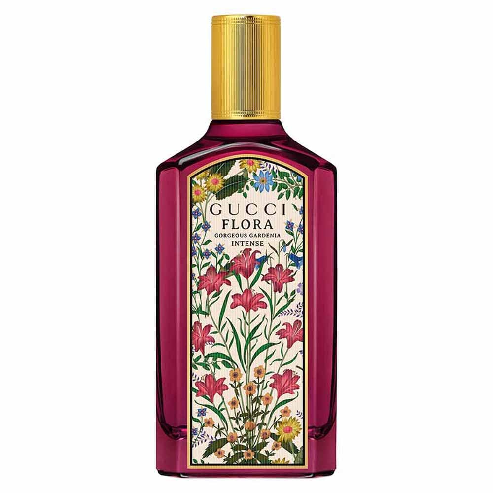 Gucci Flora bottle front view showing elegant packaging and lasting floral appeal