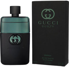 Gucci Guilty Essence men spray in use on wrist demonstrating application benefit
