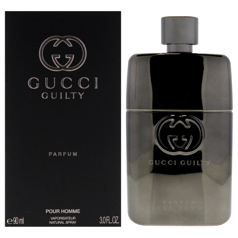 Gucci bottle front view showing Guilty fragrance and luxury appeal