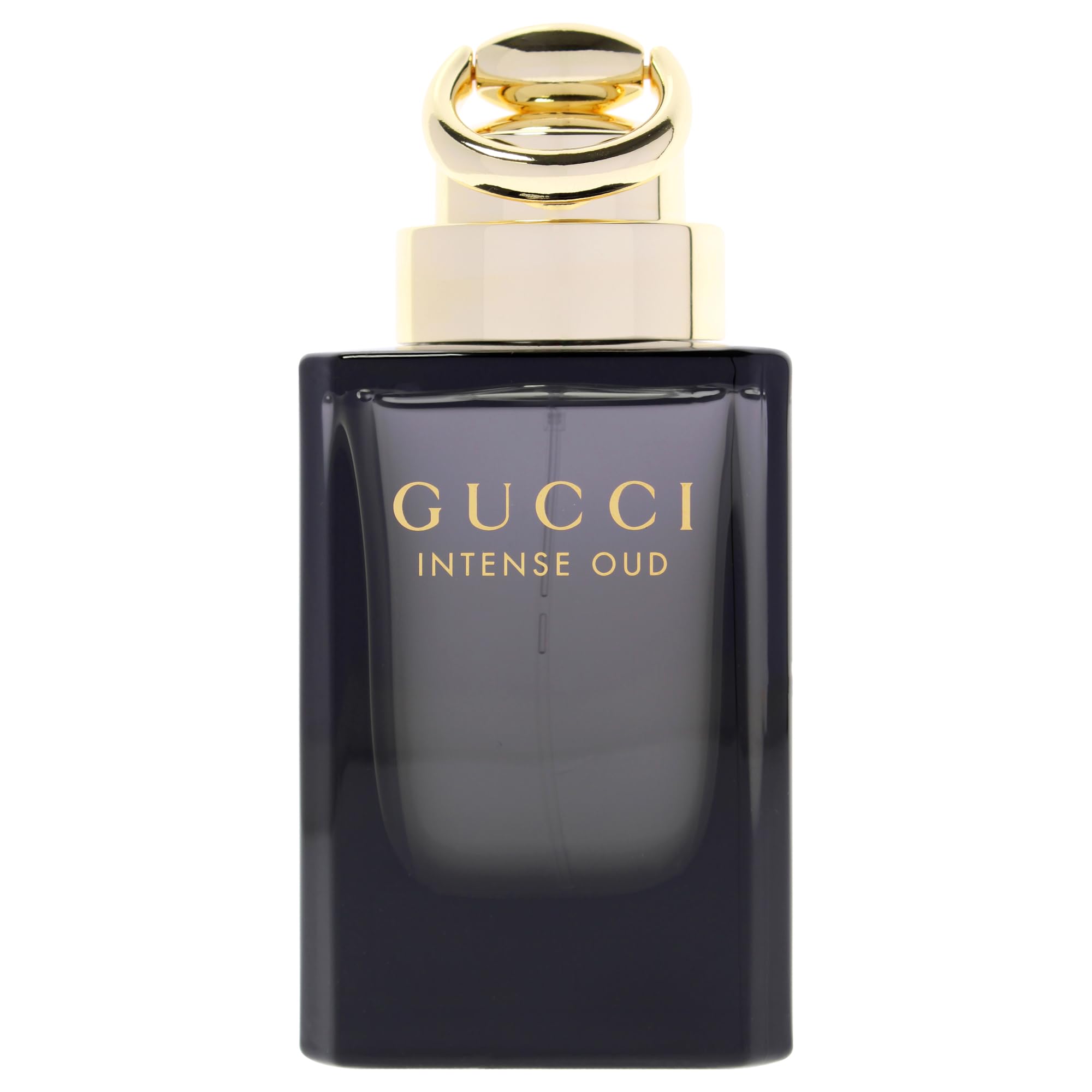 Gucci Intense Oud bottle detail highlighting glass and cap, reflects craftsmanship