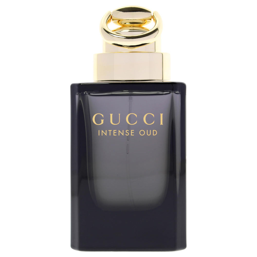 Gucci Intense Oud bottle detail highlighting glass and cap, reflects craftsmanship
