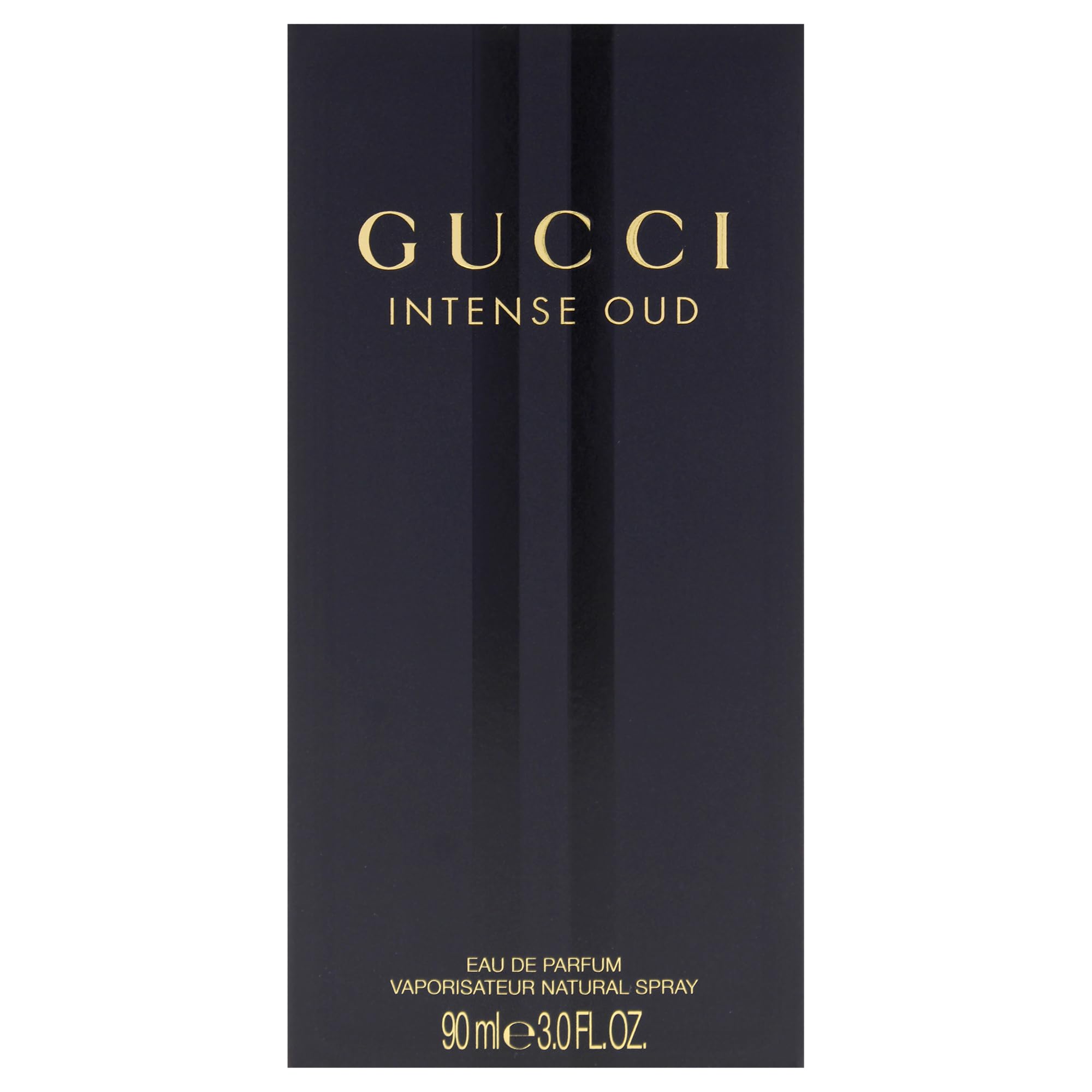 Gucci Intense Oud box label showing branding and size, confirms authenticity
