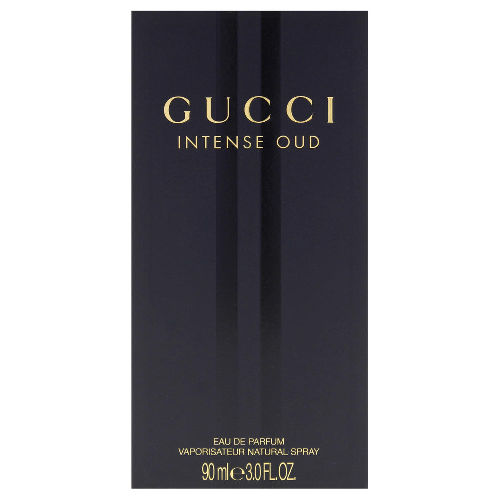 Gucci Intense Oud box label showing branding and size, confirms authenticity