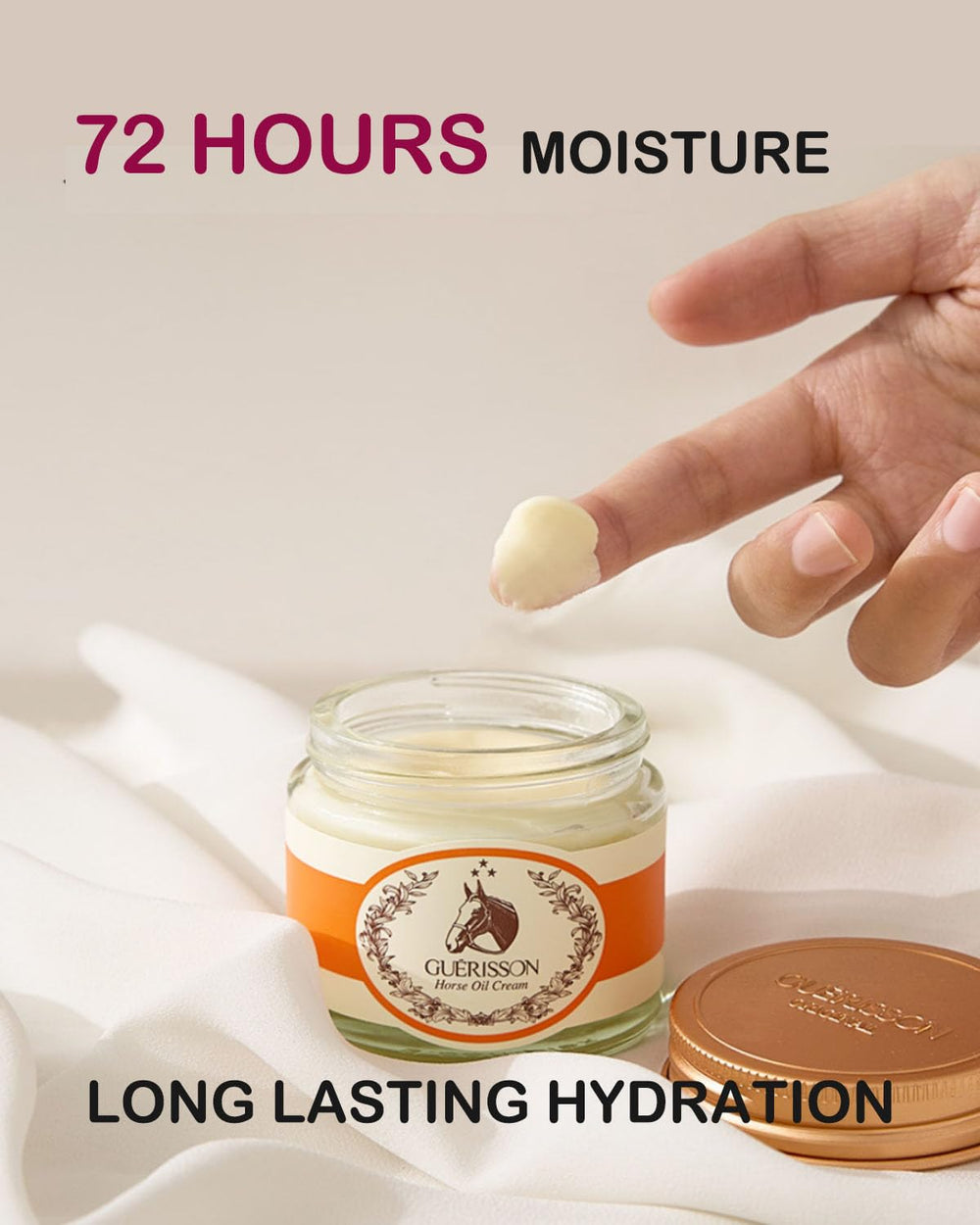 GUERISSON close-up of cream texture showing fast absorption benefit