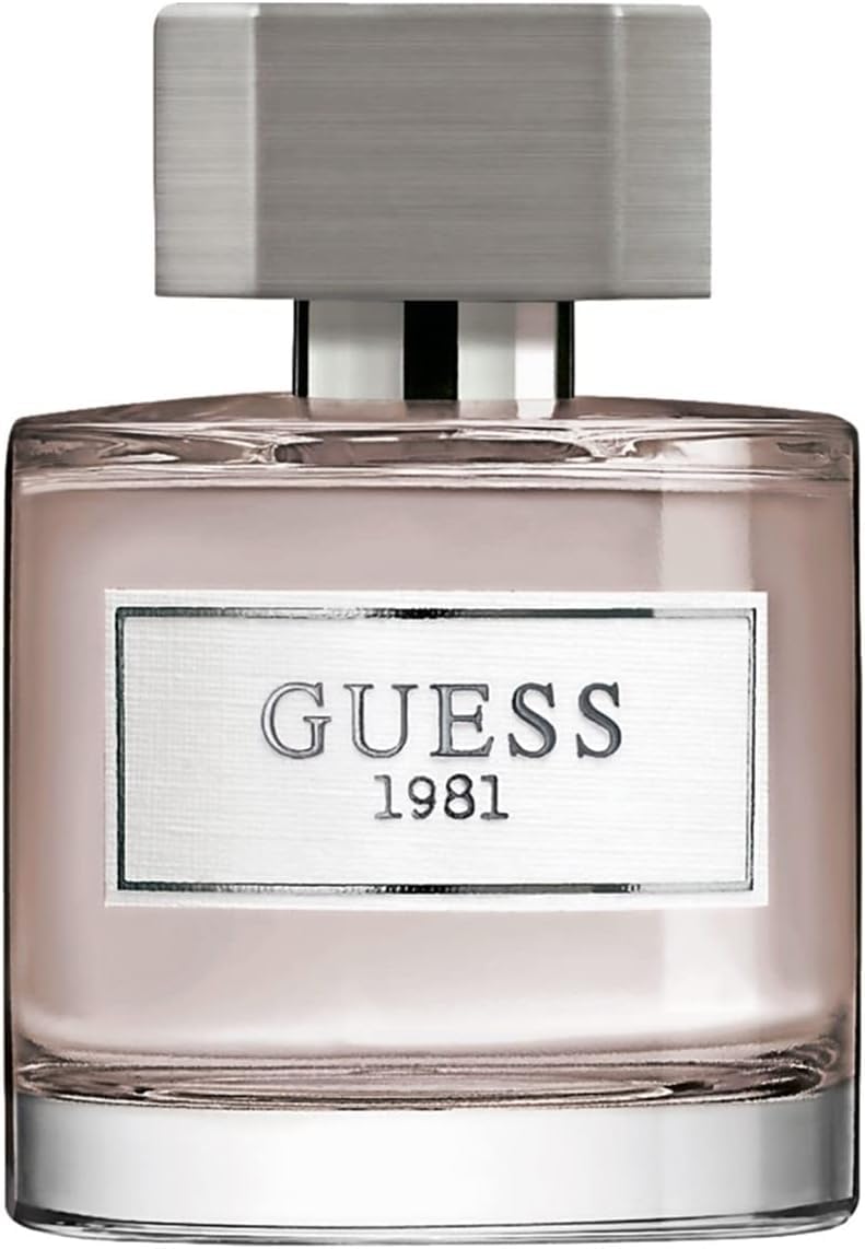 GUESS 1981 close-up of bottle cap and spray highlighting premium finish and precise dispensing benefit