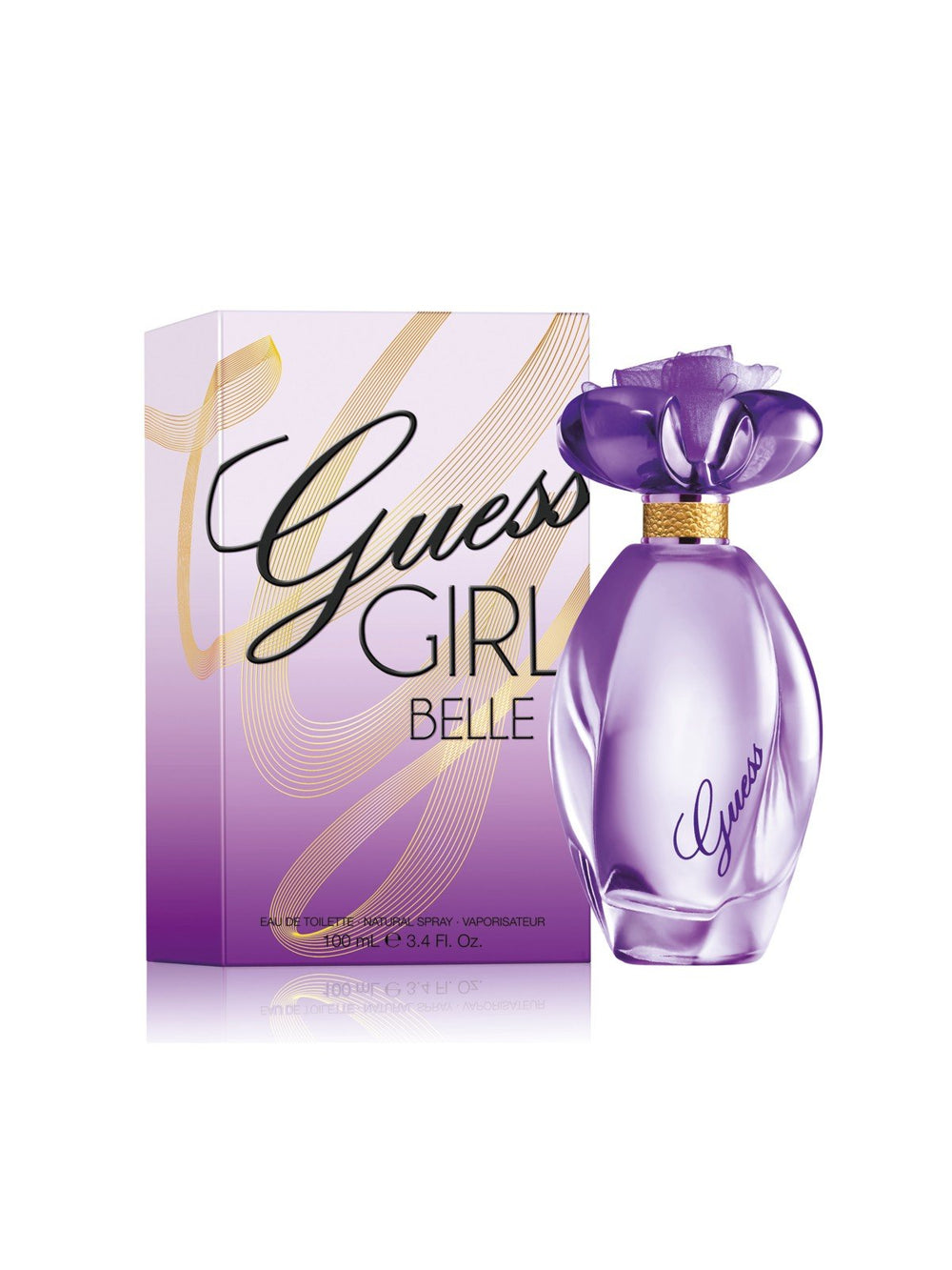 GUESS bottle front view showing elegant label and size benefit