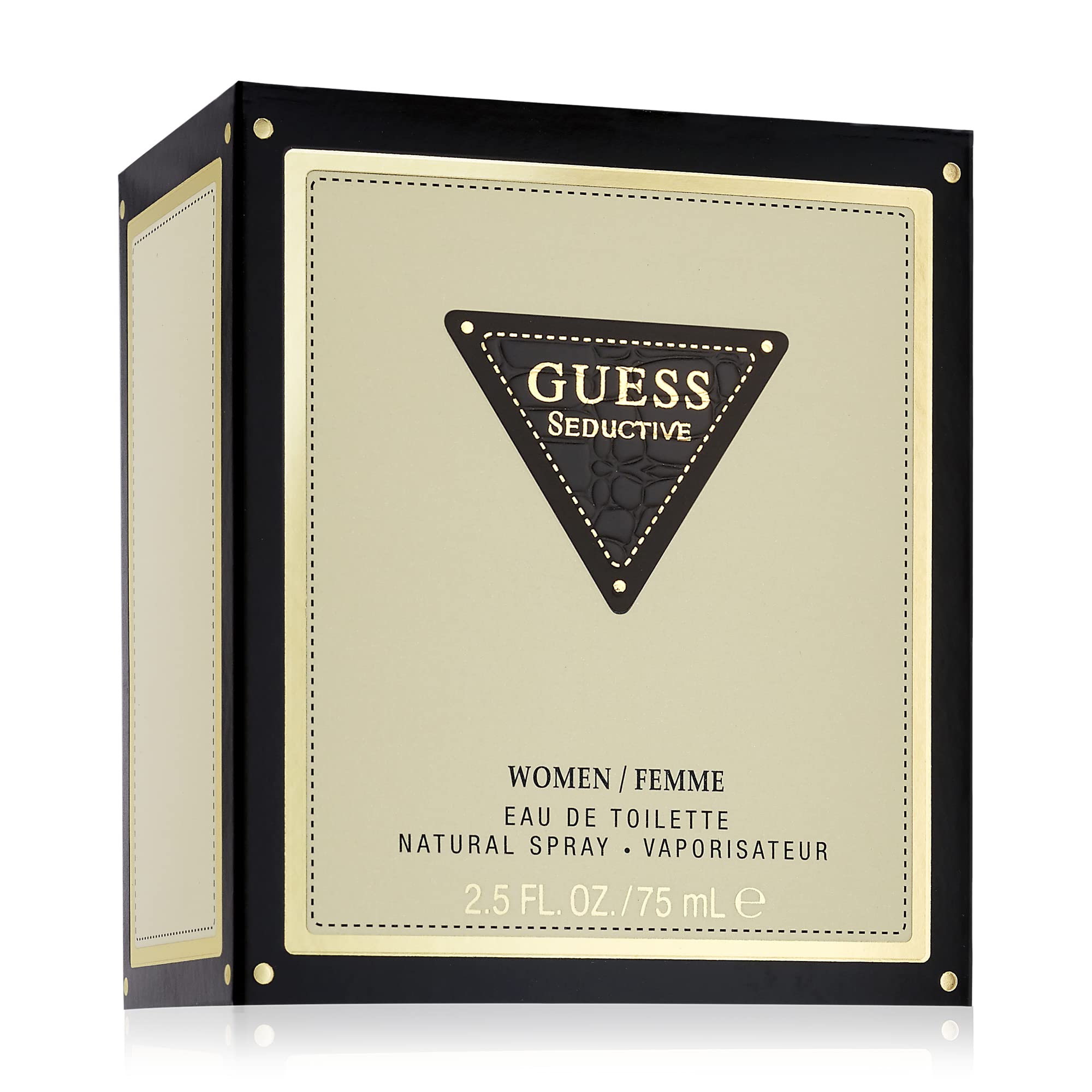 GUESS bottle on vanity showing decorative presence and storage ease