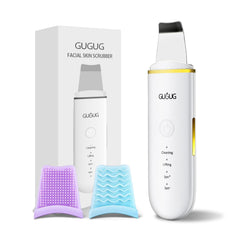 GUGUG front view of white skin scrubber spatula showing sleek design and control