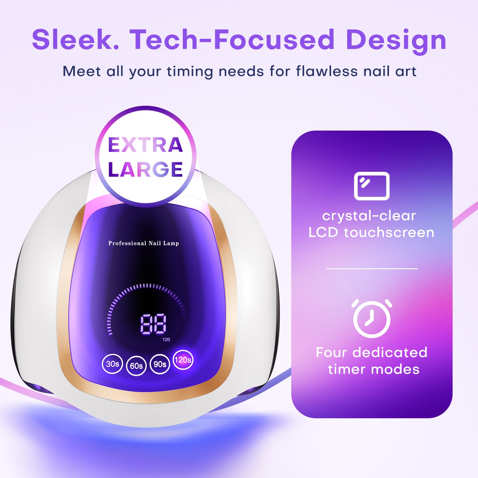 Gugusure touchscreen close-up highlighting easy timer selection for faster setups
