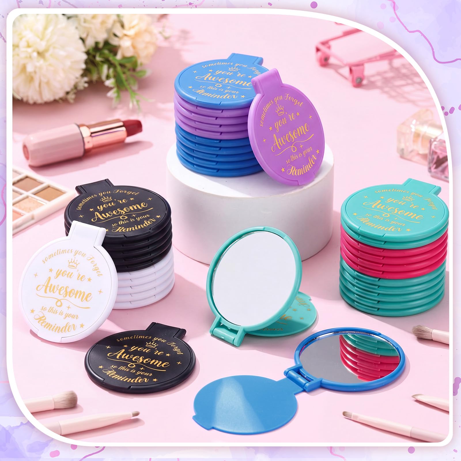 gulfmew open compact mirror revealing clear glass for precise touch-ups