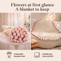 Gumry flower bouquet blanket folded to show bouquet presentation and comfort