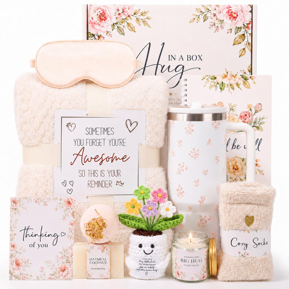 Gumry gift box front view shows floral packaging and thoughtful presentation benefit