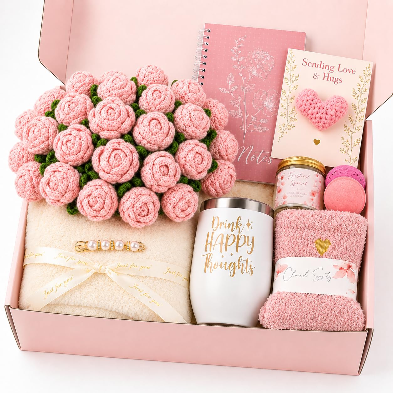 Gumry front packaging showing pink care package gift box and contents