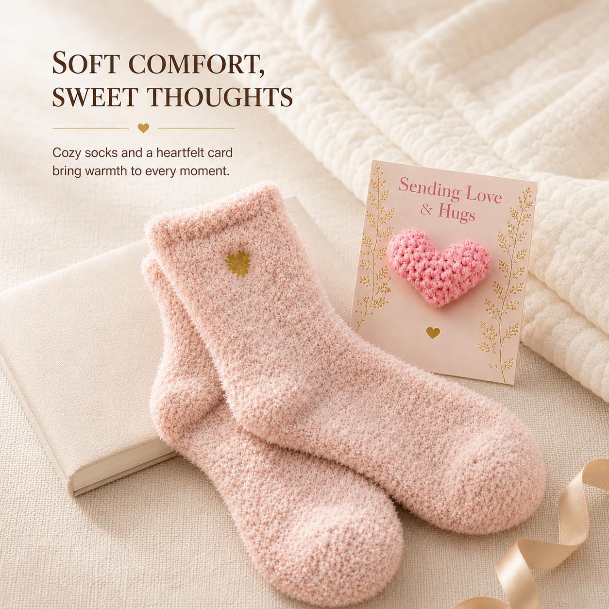 Gumry heart-shaped handmade soap with soft socks for soothing self-care