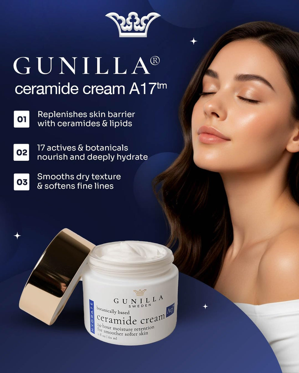 Gunilla Of Sweden before and after hydration comparison showing improved skin texture