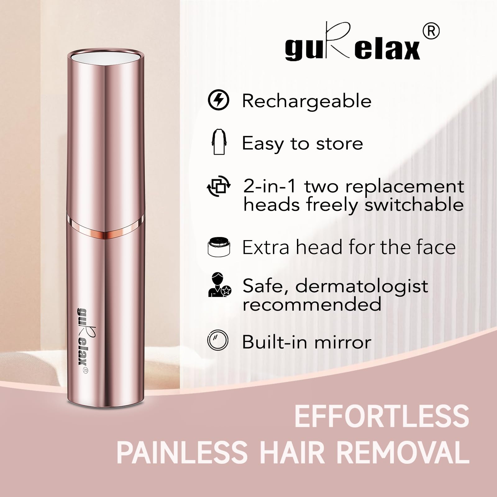 gurelax close-up of precision head for accurate eyebrow shaping benefit