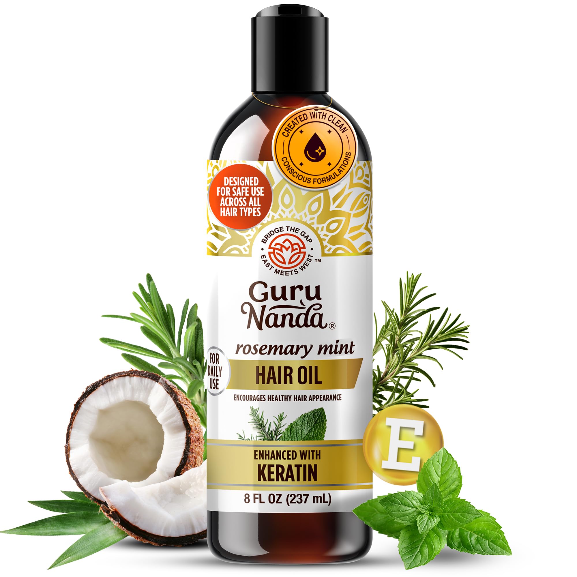 GuruNanda front bottle view showing label and natural formulation benefits